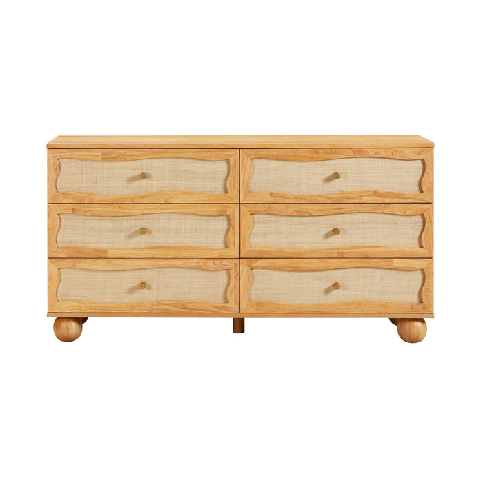 Grappa - Wood & Rattan Wavy Dresser - Natural