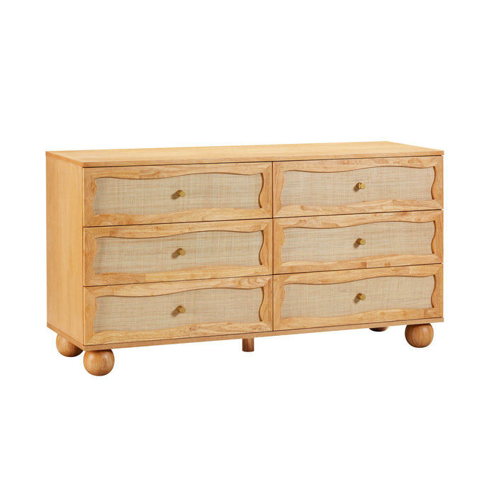 Grappa - Wood & Rattan Wavy Dresser - Natural