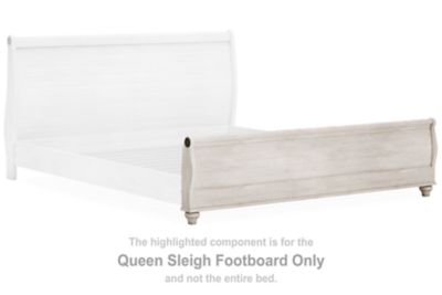 Willowton - Whitewash - Queen Sleigh Footboard with Faux Plank Design