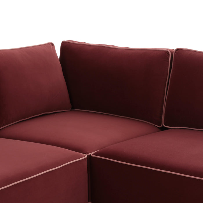 Willow - Modular Large LAF Chaise Sectional - Berry Red