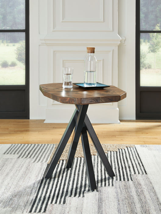 Haileeton - Brown / Black - Round End Table