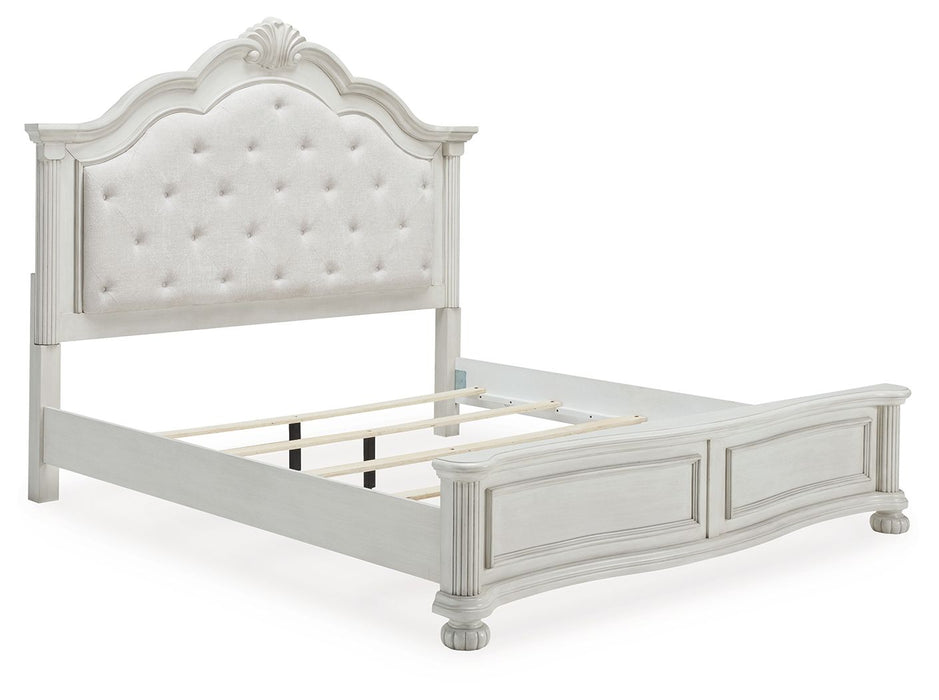 Montelaine - Antique White - King Upholstered Panel Bed