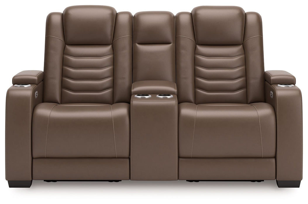 High Impact - Tobacco - Power Reclining Loveseat With Console / Adj Hdrst