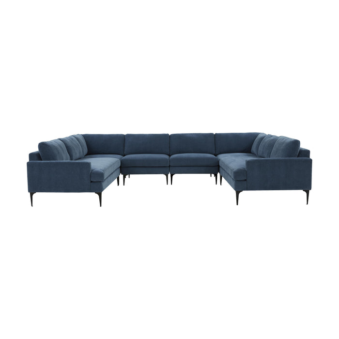 Serena - Velvet U-Sectional With Black Legs