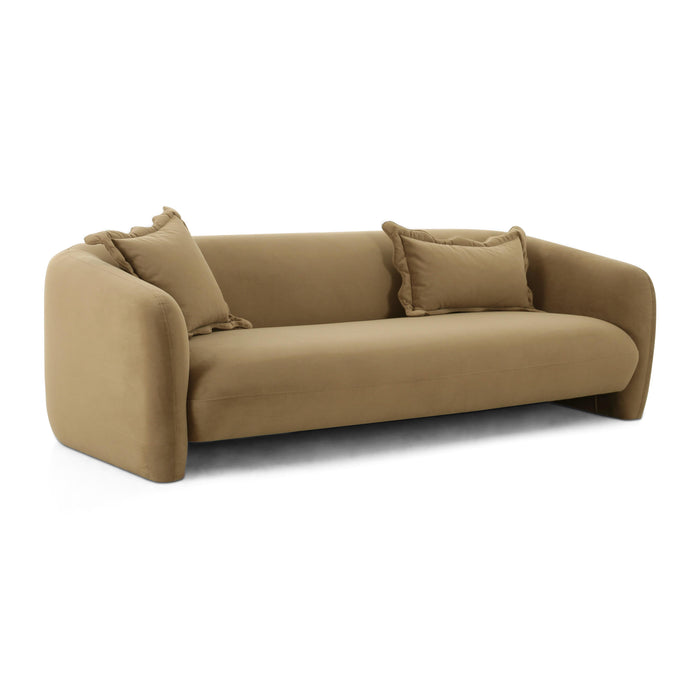 Lou - Cafe Au Lait Performance Velvet Sofa - Light Brown