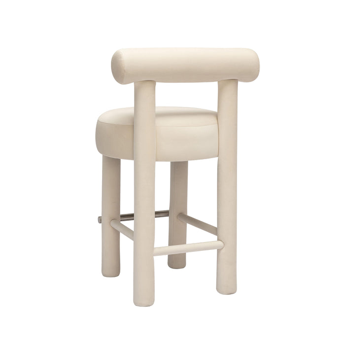 Carmel - Velvet Counter Stool - Cream