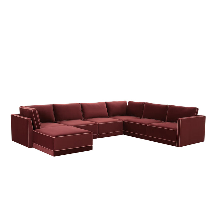 Willow - Modular Large LAF Chaise Sectional - Berry Red