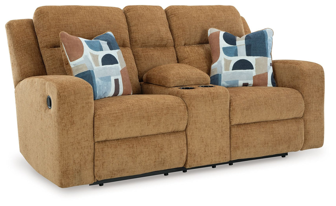 Kanlow - Honey - Dbl Reclining Loveseat With Console