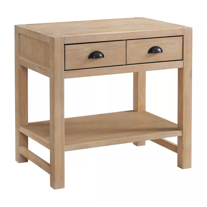 Arden 2 Drawer Wood Nightstand with Open Shelf Light Driftwood