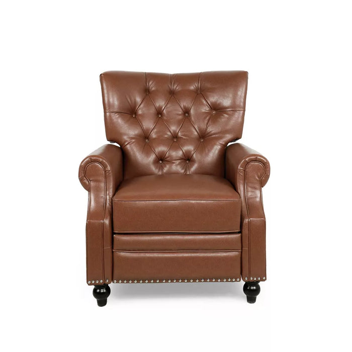 Callade Contemporary Tufted Recliner Cognac Brown/Dark Brown