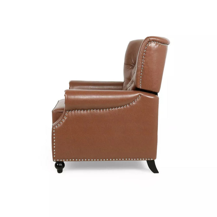 Callade Contemporary Tufted Recliner Cognac Brown/Dark Brown