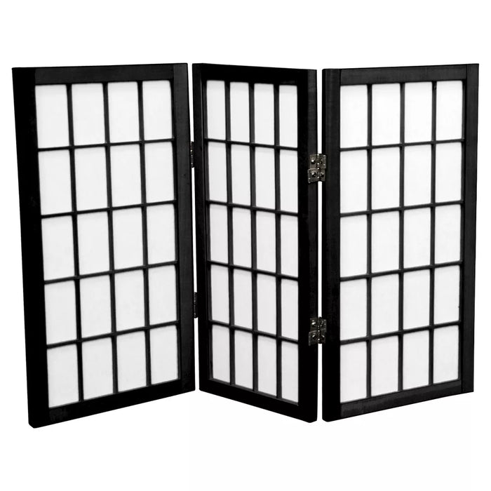 2 ft. Tall 3 Panels Desktop Window Pane Shoji Screen Black