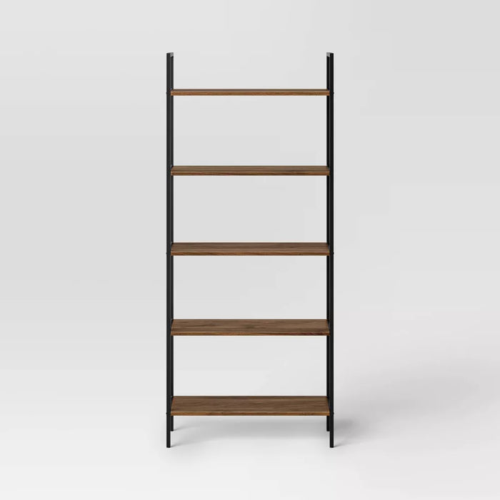 72" Loring 5 Shelf Ladder Bookshelf Walnut