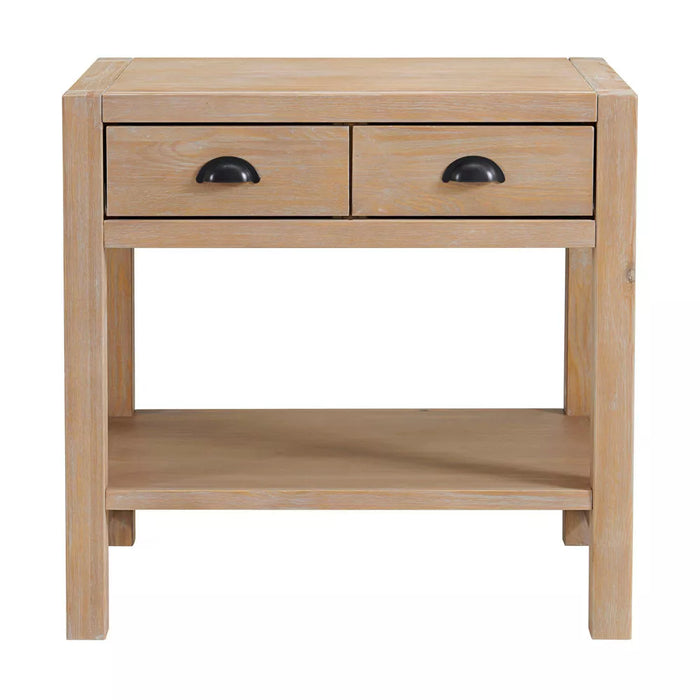 Arden 2 Drawer Wood Nightstand with Open Shelf Light Driftwood