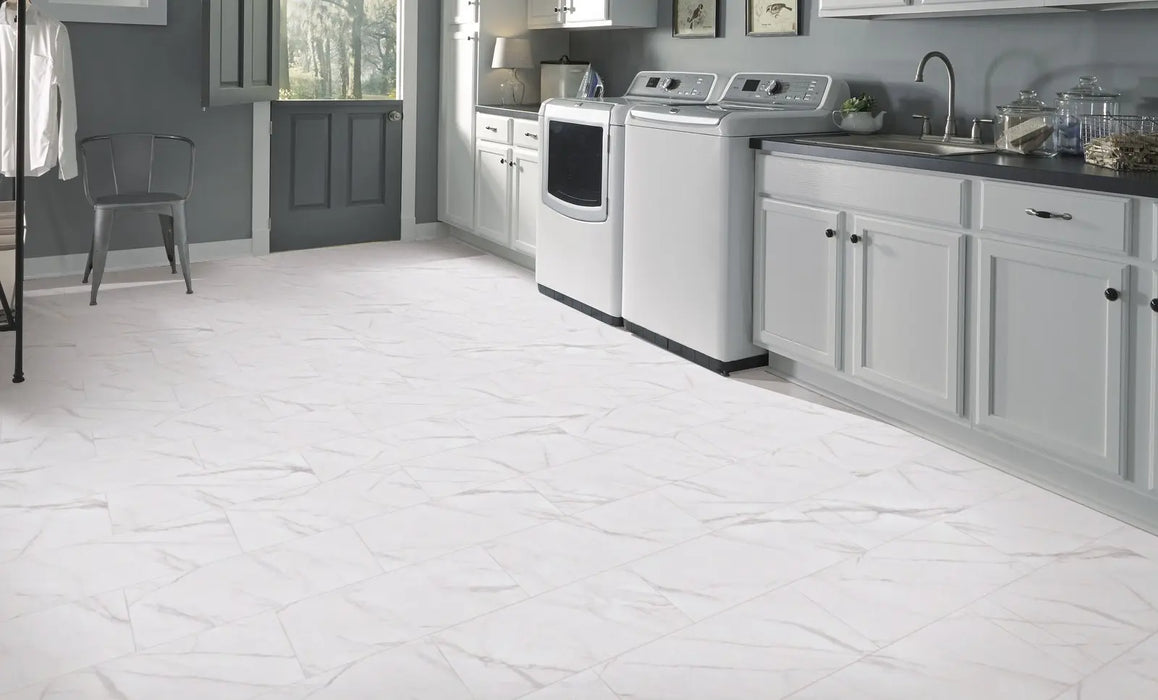 Mannington - Adura Flex - Legacy - White with Gray - Vinyl Floor Tiles (Rectangle)