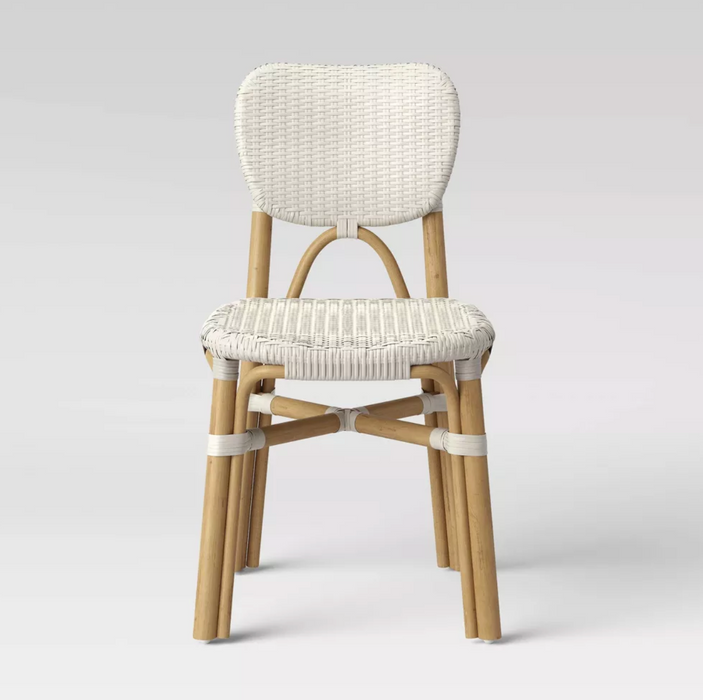 2pk Canton Rattan and Woven Dining Chairs White