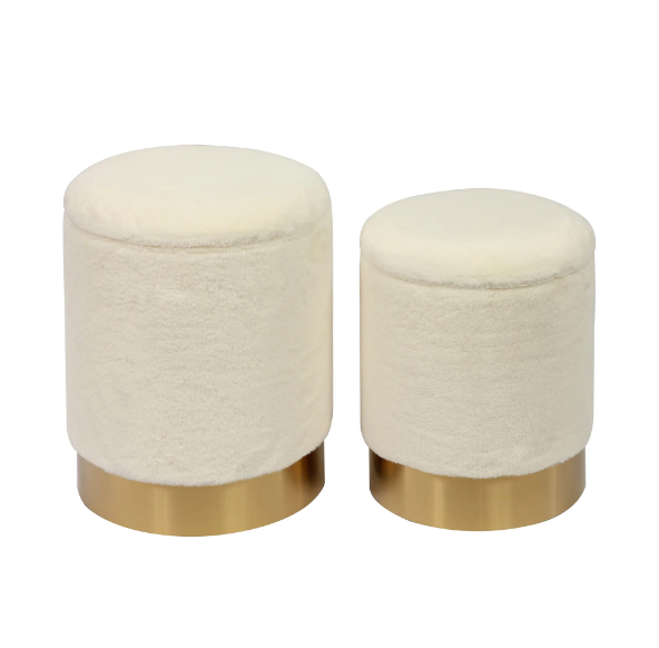 TOV Teddy Faux Sheepskin Storage Ottomans