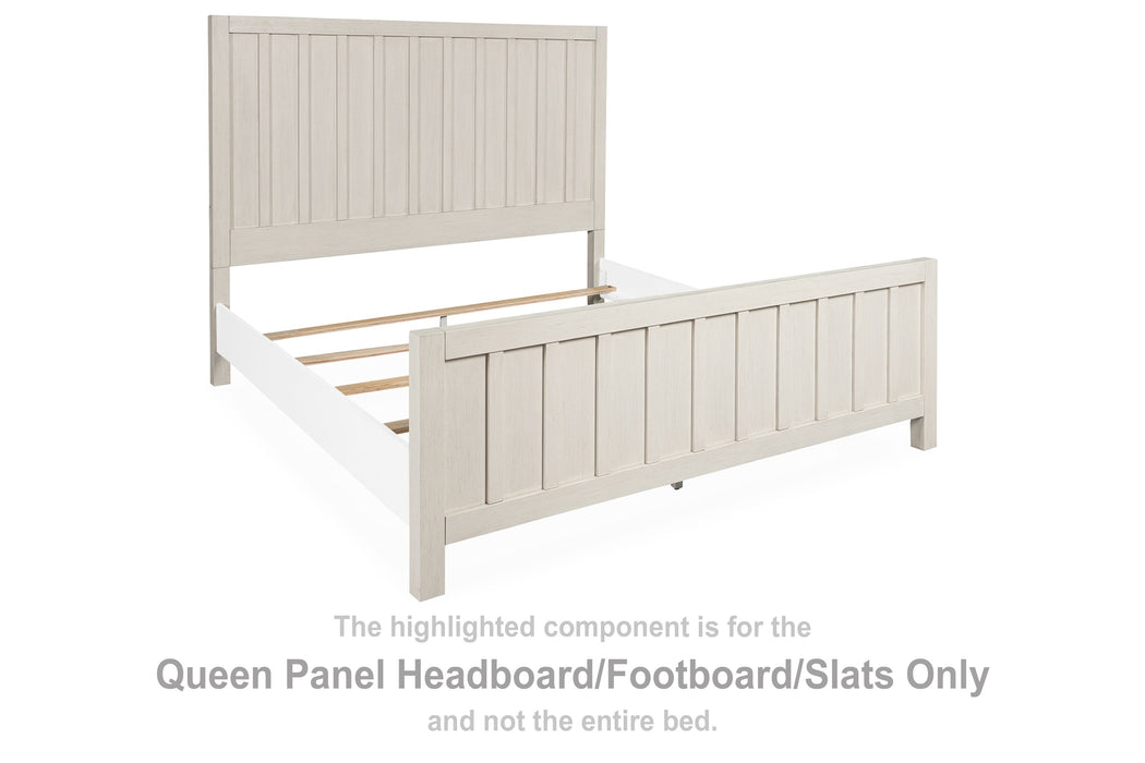 Shaybrock - Antique White - Queen Panel Headboard/Footboard/Slats