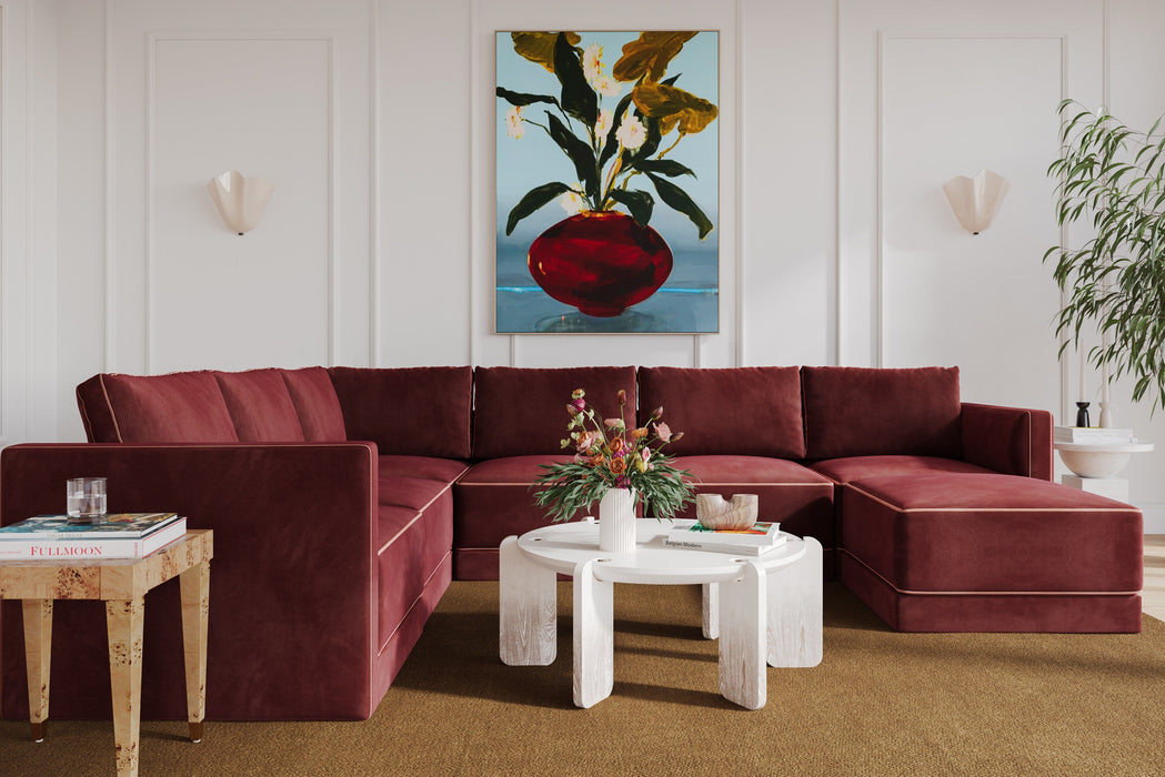 Willow - Modular Large LAF Chaise Sectional - Berry Red