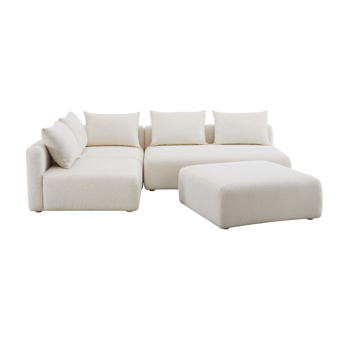 Hangover - Boucle 4-Piece Modular Chaise Sectional - Cream