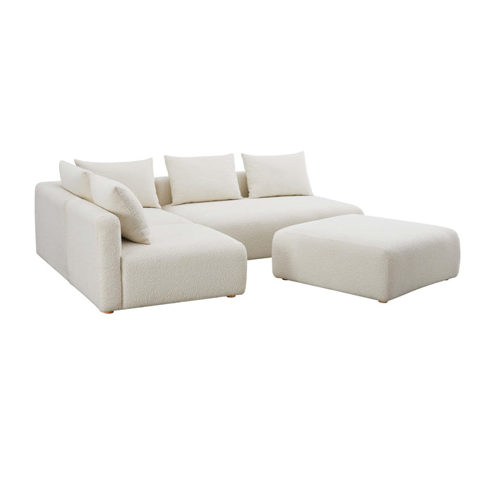 Hangover - Boucle 4-Piece Modular Chaise Sectional - Cream