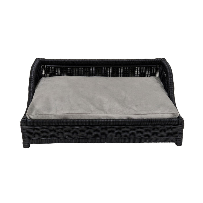 Poppy - Rattan Small Pet Bed - Black