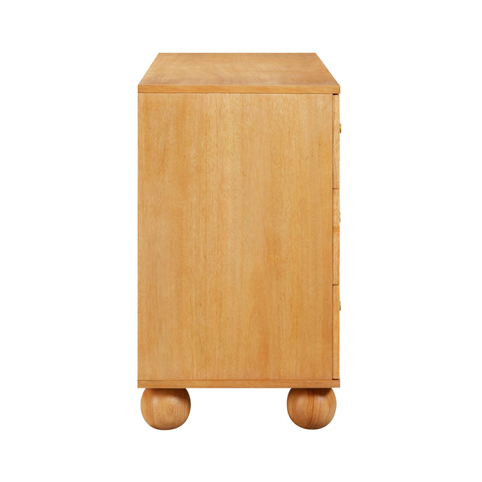 Grappa - Wood & Rattan Wavy Dresser - Natural