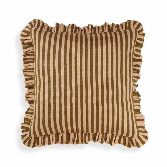 Alessia - Striped Ruffle 20" Square Accent Pillow