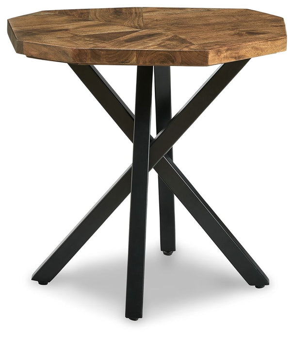 HOT BUY Haileeton - Brown / Black - Round End Table