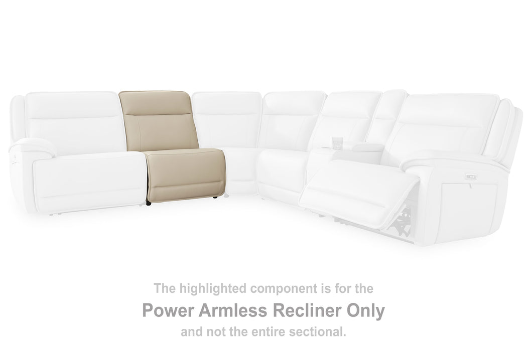 Double Deal - Almond - Power Armless Recliner With Adj Headrest